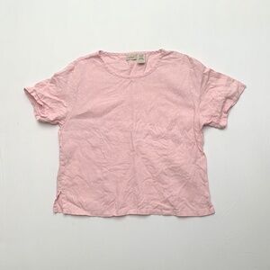 Vintage L.L. Bean Baby Pink 100% Linen Hippie Boho Fairy Grunge Top S M